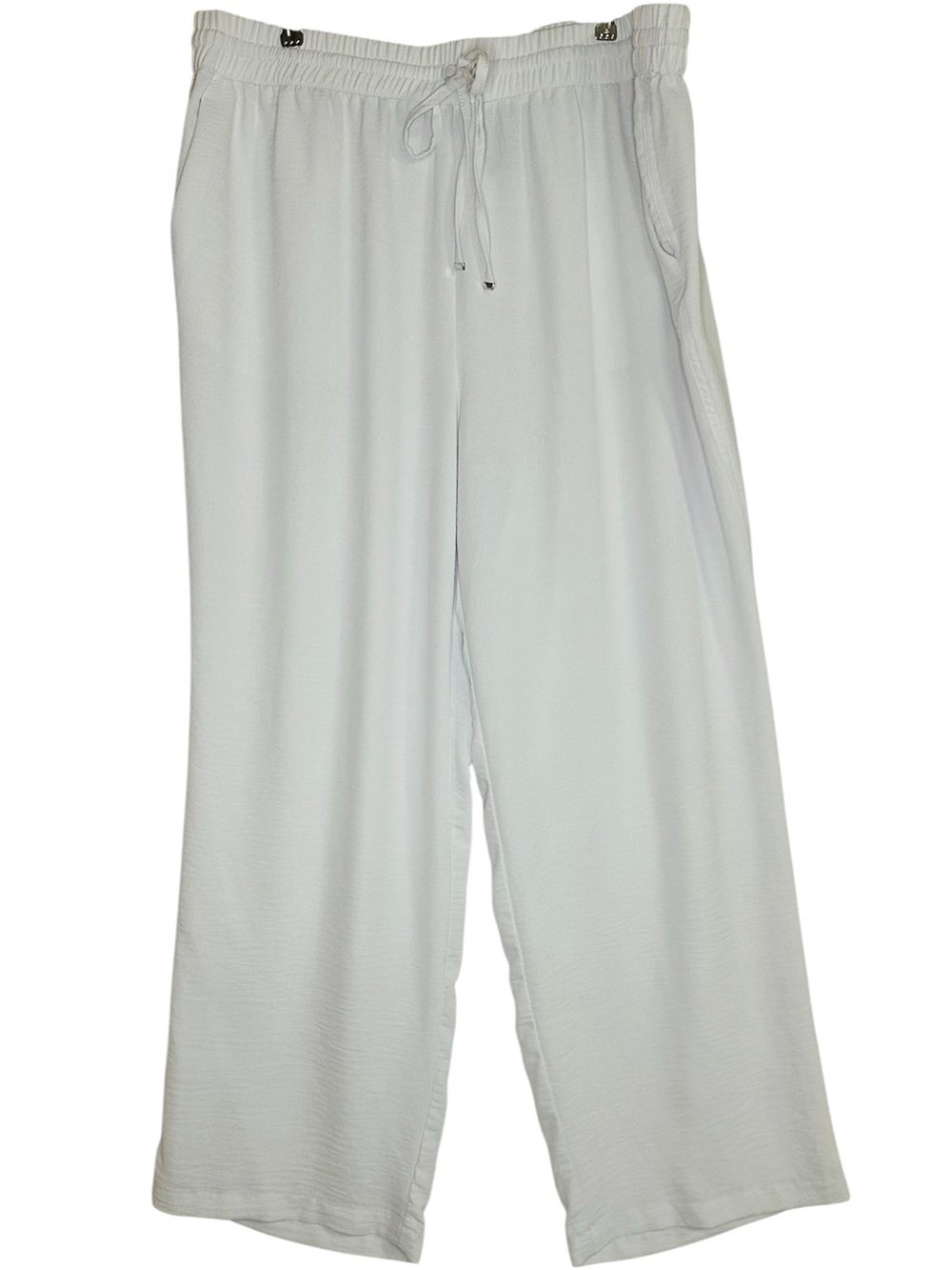 Attyre NY White Wide Leg Pants XL Elastic Waist Lounge Palazzo
